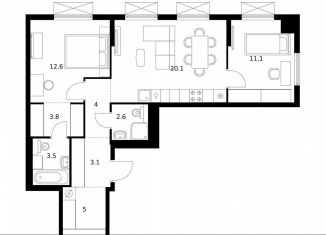 Продажа 2-ком. квартиры, 65.8 м2, Москва, район Южное Бутово