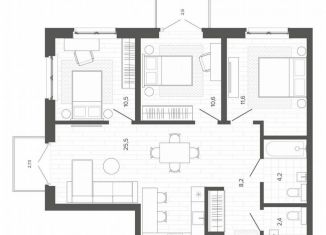 Продам 3-комнатную квартиру, 78.7 м2, Алтайский край, Змеиногорский тракт, 35Бк2