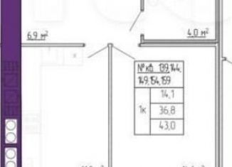 Продается 1-ком. квартира, 37 м2, Кострома, Профсоюзная улица, 26А