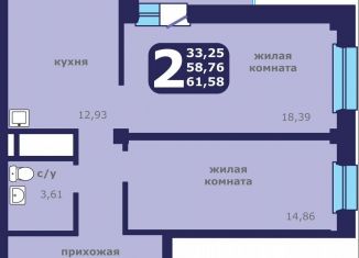 Продажа двухкомнатной квартиры, 61.6 м2, Красноярск, улица Шевченко, 1