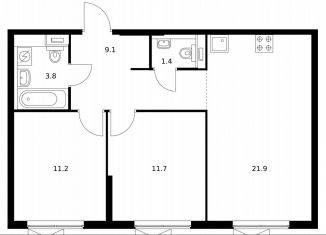 Продажа 2-комнатной квартиры, 57.8 м2, Москва