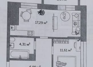 Продам многокомнатную квартиру, 39.5 м2, Тула, улица Ивана Поддубного, 2, Привокзальный территориальный округ