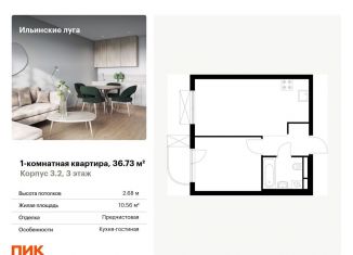 Продажа 1-комнатной квартиры, 36.7 м2, Московская область