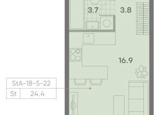 Продам квартиру студию, 24.4 м2, Москва, метро Новоясеневская, ЖК Парксайд, 3