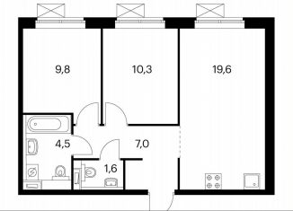 Продаю 2-ком. квартиру, 51.9 м2, Московская область