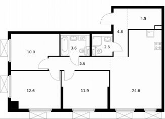 Продам 3-ком. квартиру, 81 м2, Москва, СЗАО, жилой комплекс Митинский Лес, 2.4