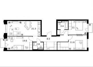 Продается 3-комнатная квартира, 84.8 м2, Москва, ЗАО