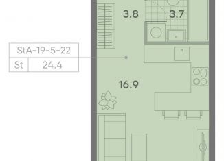 Продаю квартиру студию, 24.4 м2, Москва, ЖК Парксайд, 3