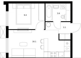 Продажа 1-комнатной квартиры, 32.2 м2, Московская область