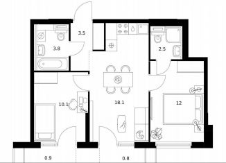 Продам 2-ком. квартиру, 51.7 м2, Москва, САО