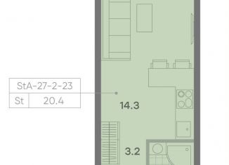 Продам квартиру студию, 20.4 м2, Москва, метро Новоясеневская, ЖК Парксайд, 3