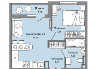 Продам однокомнатную квартиру, 34 м2, Ульяновск, жилой комплекс Светлые кварталы, 2, Заволжский район