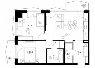 Продаю двухкомнатную квартиру, 59.1 м2, Москва, ВАО