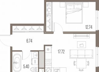 Продам 1-ком. квартиру, 42.6 м2, Санкт-Петербург, метро Василеостровская