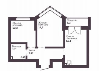 Продам двухкомнатную квартиру, 51.9 м2, Екатеринбург