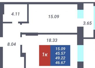 Продам однокомнатную квартиру, 46.2 м2, Новосибирск, метро Заельцовская, Светлановская улица, 52/2