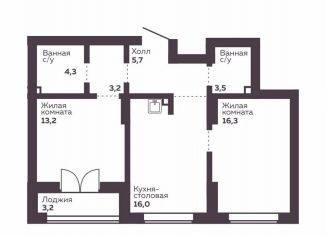 Продается двухкомнатная квартира, 62.2 м2, Екатеринбург