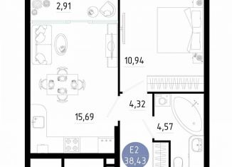 Продам 1-комнатную квартиру, 38.4 м2, Рязань