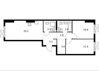 Продажа двухкомнатной квартиры, 61.4 м2, Московская область, микрорайон Парковый, 1к21