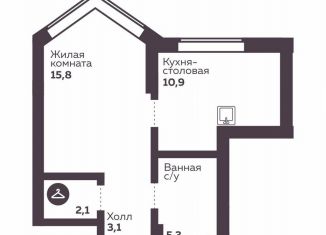 Продам 1-комнатную квартиру, 37.1 м2, Екатеринбург, метро Уральская, проспект Космонавтов, 1