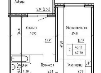 Продажа 2-ком. квартиры, 47.7 м2, посёлок Элитный, улица Фламинго, 13