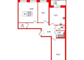 Продается трехкомнатная квартира, 80.2 м2, Ленинградская область, Лесная улица, 4