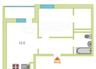 1-ком. квартира на продажу, 40.1 м2, Тюмень, улица Владимира Бахарева, 3к1, ЖК Апрель