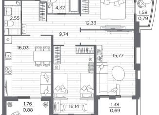 Продам 3-комнатную квартиру, 79.7 м2, Санкт-Петербург, Калининский район