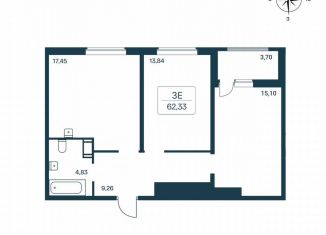 2-ком. квартира на продажу, 62 м2, Ленинградская область, Цветной бульвар, 9к1