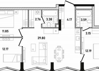 3-комнатная квартира на продажу, 83.1 м2, Москва, метро Беговая