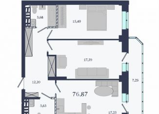 Продается двухкомнатная квартира, 76.9 м2, Екатеринбург, Ботаническая улица, 22, ЖК Аллегро