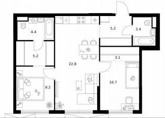 2-комнатная квартира на продажу, 64 м2, Москва, жилой комплекс Кавказский Бульвар 51, 3.5