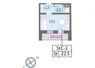 Продам квартиру студию, 20.8 м2, Санкт-Петербург, Муринская дорога, 8к1, Красногвардейский район