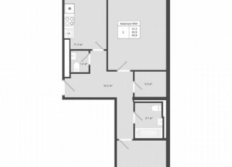 Продаю 2-комнатную квартиру, 60.8 м2, деревня Яковлево