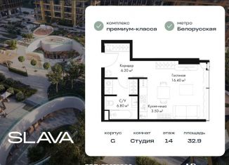 Продается квартира студия, 32.9 м2, Москва, Ленинградский проспект, вл8