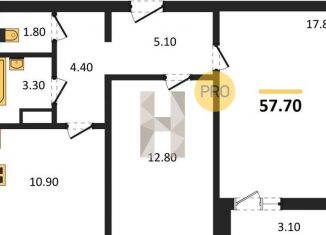 Продам двухкомнатную квартиру, 57.7 м2, Воронеж, улица Пескова, 6