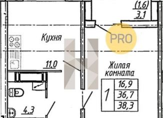 Продажа 1-ком. квартиры, 38.3 м2, Воронеж, улица Пескова, 6, Центральный район