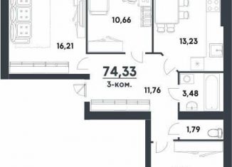 Продажа 3-ком. квартиры, 74.3 м2, Волгоградская область, улица Иссы Плиева, 6В