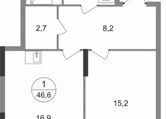 Продажа однокомнатной квартиры, 46.6 м2, Москва