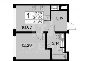 Продается однокомнатная квартира, 34.6 м2, Санкт-Петербург, улица Челюскина, 10, метро Приморская