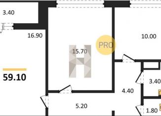 Продается 2-ком. квартира, 59.1 м2, Воронеж, улица Пескова, 6