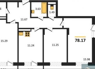 Продаю 3-ком. квартиру, 78.2 м2, Воронеж, улица 45-й Стрелковой Дивизии, 259/27