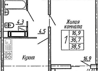 Продам 1-ком. квартиру, 38.5 м2, Воронеж, улица Пескова, 6, Центральный район