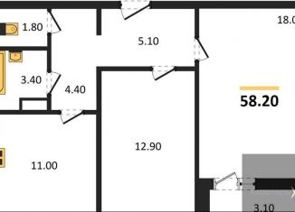 2-ком. квартира на продажу, 58.2 м2, Воронежская область, улица Пескова, 6