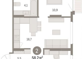 Продам двухкомнатную квартиру, 58.2 м2, Екатеринбург