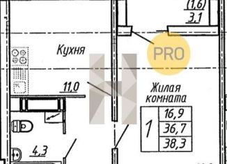 Продаю 1-ком. квартиру, 38.3 м2, Воронеж, улица Пескова, 6