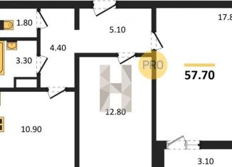 Продается 2-ком. квартира, 57.7 м2, Воронеж, улица Пескова, 6