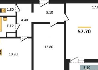 Продается двухкомнатная квартира, 57.7 м2, Воронеж, улица Пескова, 6, Центральный район