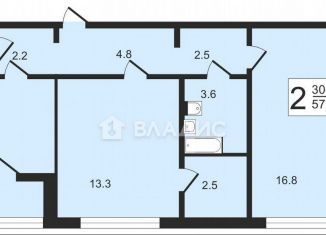 Продается двухкомнатная квартира, 56 м2, Москва, улица Вертолётчиков, 4к6, район Некрасовка