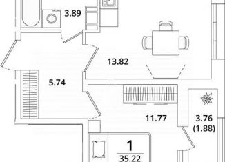 Продаю 1-ком. квартиру, 37 м2, Санкт-Петербург, Кубинская улица, 82к3с1, метро Московская